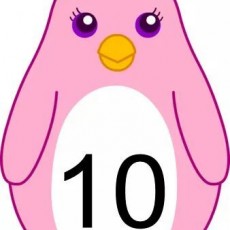 Eğitici Penguen Karakteri 10 (ON) - Sayılar ve Hayvanlar