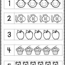 Renkli Nesne Boyama Aktiviteleri: 1-5 Sayılı Kısımlarda Yüz, Balık, Elma, Cupcake ve Ayı Resimleri