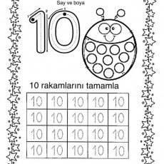 Uğur Böceği ile Rakam Eğitimi: 10 Sayısını Tamamla ve Boya - Eğitim Materyali