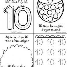 10 Numara Etkinlik Kitapçığı: 10 Sayısını Öğrenelim, Sayma ve Boyama Faaliyetleri