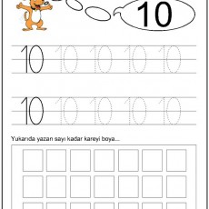 10 Sayı Çalışma Sayfası: Sayıları Yazma ve Boyama Etkinliği