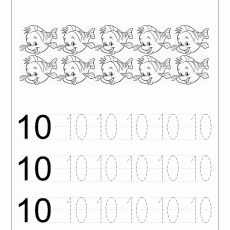 TRACING LINES - NUMBERS with FISH 10 (10 ten)