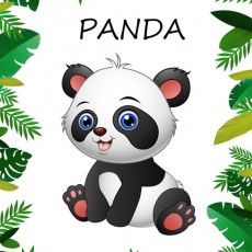 Panda - Sevimli Panda Karakteri ve Bitki Çerçevesi