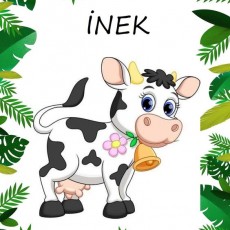 İNEK - Eğitici Hayvan İllüstrasyonu (Çizim)