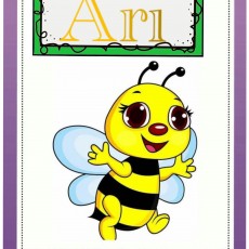 Eğlenceli Arı Eğitici Kartı - 1 (A, sessiz-büyük; r, sesli-küçük)