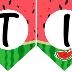 Eğitici Su Karpuzu Temalı Harf Kartları: T (Sesli) ve I (Sessiz)