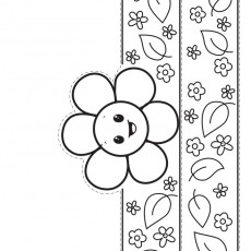 Coloring Page with Flower and Leaves Design