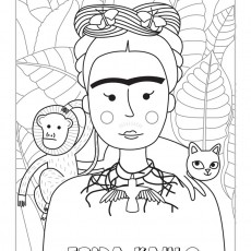 Frida Kahlo Boyama Sayfası: Maymun ve Kedi ile Doğada