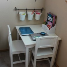 Art Corner Organization: Kids Study Space and Supplies Storage