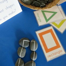 Shape Identification Activity with Stones and Educational Cards