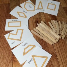 Geometric Shapes Educational Cards with Popsicle Sticks