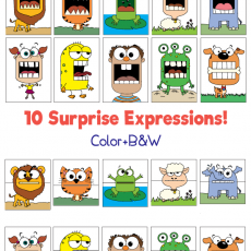 10 Surprise Expressions of Animals and Characters in Color and B&W