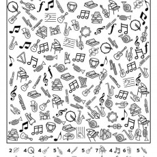Müzik Temalı Görsel: Nota ve Müzik Aletlerini Tanıtıcı Çalışma Sayfası