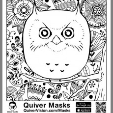 Owl Mask Coloring Activity with Floral Background