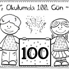 Okulda 100. Gün - 100th Day of School Coloring Activity
