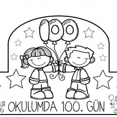 Okulda 100. Gün Kutlaması Belgesi - 100 (Yüz) Sayısıyla Kutu Çizimi