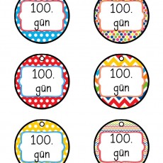 100. Gün Kolyesi Etiketleri - Renkli Desenli 100. Gün Kolyesi Düzeltmeleri