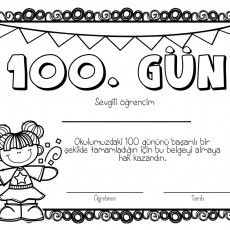 100. GÜN Belgesi - Öğrenci Başarı Sertifikası