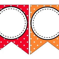 Polka Dot Banner Template: Orange and Red Flags with Circular Labels
