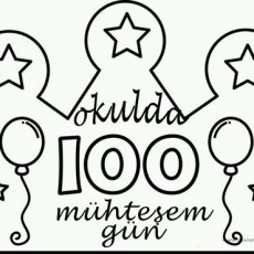 Okulda 100. Müthiş Gün Partisi Kutlama Kartı