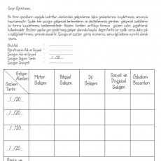 Okul Öncesi Eğitim Gelişim Gözlem Formu - Gelişim Alanları ve Gözlem Tarihleri