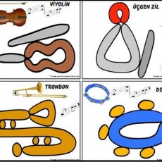Müzik Aletleri ve Sesli Harfler Eğitimi - Üçgen Zil, Def, Viyolin, Trombon