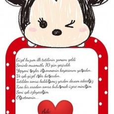 Minnie Mouse Temalı Tatil Tebrik Kartı