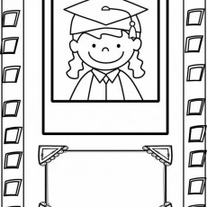 Graduation Photo Frame Coloring Activity for Kids