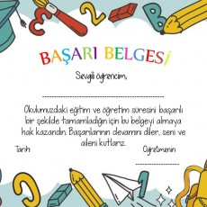 BAŞARI BELGESİ - Öğrenci Başarı Sertifikası