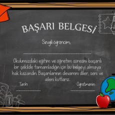 Başarı Belgesi - Başarılı Eğitim Sonucu - Öğrenci Başarı Sertifikası