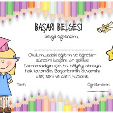 Başarı Belgesi - Öğrenci Başarı Sertifikası