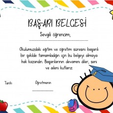 Eğitimde Başarı Belgesi