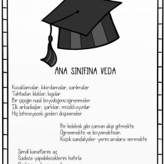 Ana Sınıfına Veda Belgesi - Okul Öncesi Eğitimi