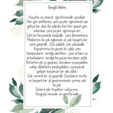 Okul Öncesi Eğitimi Üzerine Teşekkür Mektubu