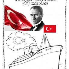 Atatürk'ü Anma, Gençlik ve Spor Bayramı (19 Mayıs) - Türk Bayrağı, Gemi ve Atatürk Görseli