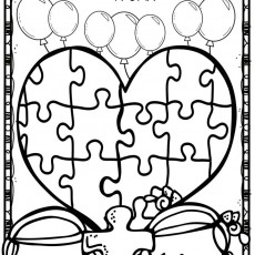 DÜNYA OTİZM FARKINDALIK GÜNÜ ÇİZİMİ (2 NİSAN) - PUZZLE KALP VE BALONLAR