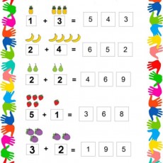 Renkli El İzleri ile Eğlenceli Matematik Problemleri: Toplama İşlemleri ve Meyve İllüstrasyonları