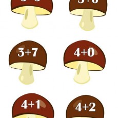 Mantar Temalı Toplama Problemleri: 3+5, 3+6, 3+7, 4+0, 4+1, 4+2