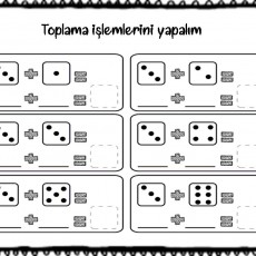 Toplama İşlemleri Etkinliği: Dört Zar ile Toplama Problemleri (4 ve 2, 3 ve 3, 3 ve 4, 2 ve 1)