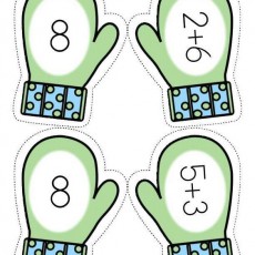 Kış Temalı Matematiksal Eldivenler: 8 (a) ve 2+6 (t), 8 (a) ile 5+3 (t)