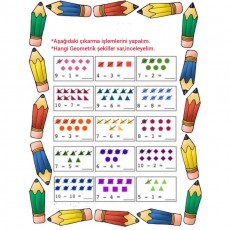 Geometrik şekiller ve çıkarma işlemleri eğitimi: 8 çıkarma işlemi, altıgen, üçgen, kare ve daire biçimleri
