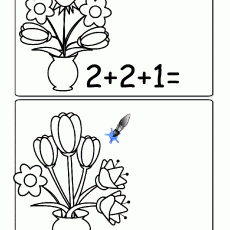 Çiçekler ve Matematik: 2+2+1= ve 1+3+2= İşlemleri İçin Eğitici Görsel