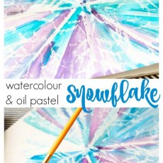 Watercolour and Oil Pastel Snowflake Art Activity for Kids