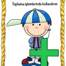 Toplama İşlemleri İçin Artı Simgesi ve Çocuk Karakteri