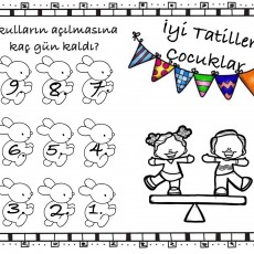 İyi Tatiller Çocuklar - Okula Geri Sayım ve Matematik Alıştırmaları