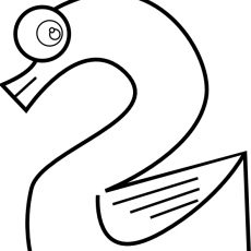 Siyah Beyaz Dalgalı Flamingo Silueti İllüstrasyonu