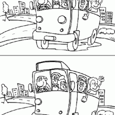 Okul Taşıtı ile Eğlenceli Seyahat: 6 Kişilik Karikatürlü Minibüs Çizimi