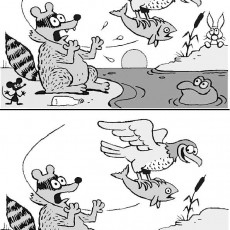 Eğlenceli Doğa Manzarası: 1 Rakamlı ve Hayvanlı Karikatür