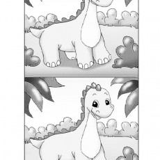 Dinosaurs Comparison Coloring Activity: Identifying Differences between Two Cartoon Dinosaurs