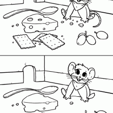 Maus mit Käse und Crackern: Lernspiel zur Konzentration und Detailerkennung